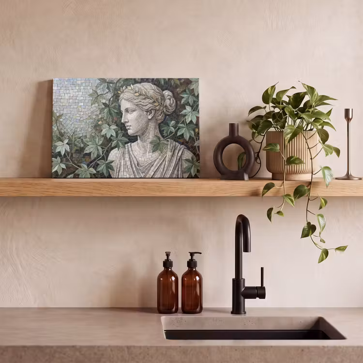 Canvas schilderij - Vrouw - Klassiek - Mozaiëk - Natuur - Groen — 2