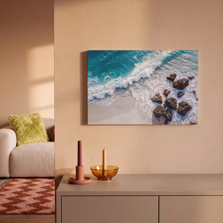 Canvas schilderij - Zee - Golf - Strand - Natuur - Blauw — 1