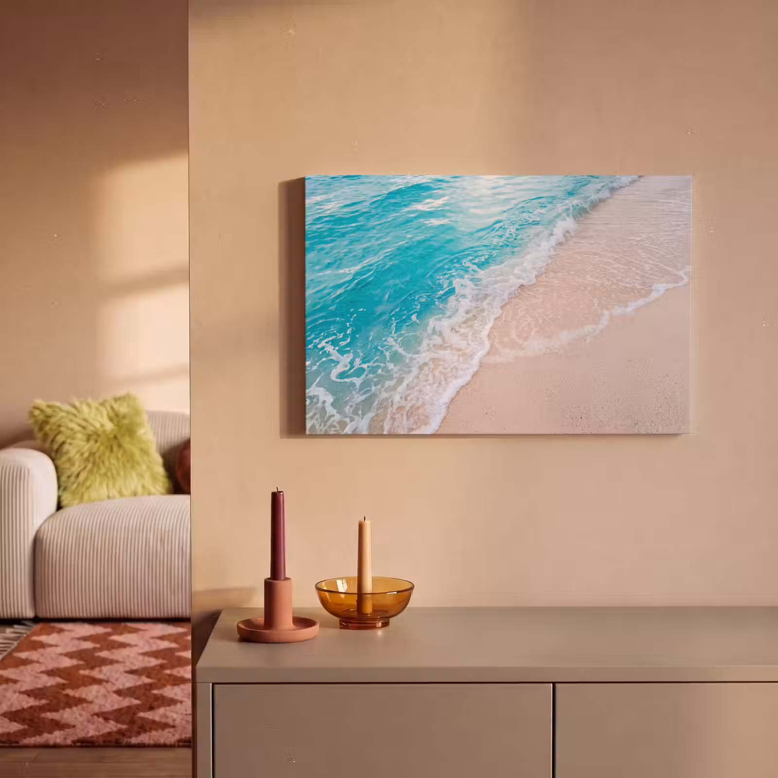 Canvas schilderij - Strand - Zee - Golf - Natuur - Blauw — 1