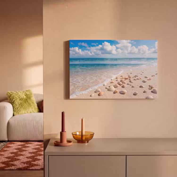 Canvas schilderij - Schelpen - Strand - Natuur - Beige — 1