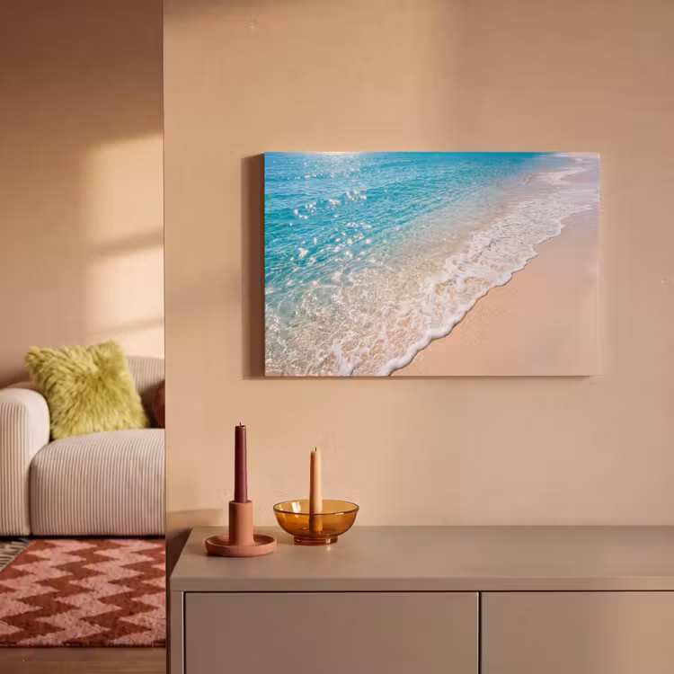 Canvas schilderij - Strand - Water - Natuur - Blauw - Beige — 1