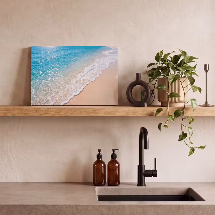 Canvas schilderij - Strand - Water - Natuur - Blauw - Beige — 2