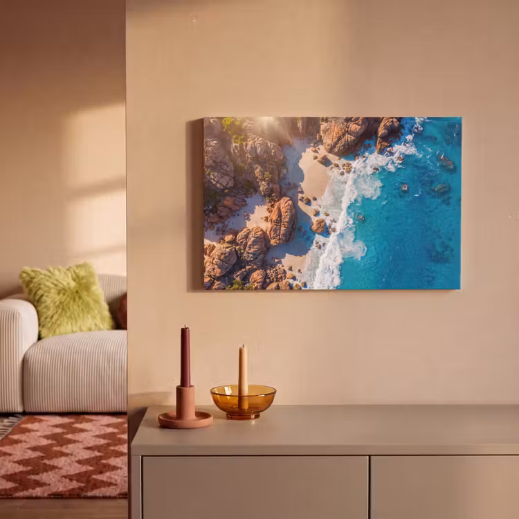 Canvas schilderij - Strand - Zee - Rotsen - Natuur - Blauw — 1