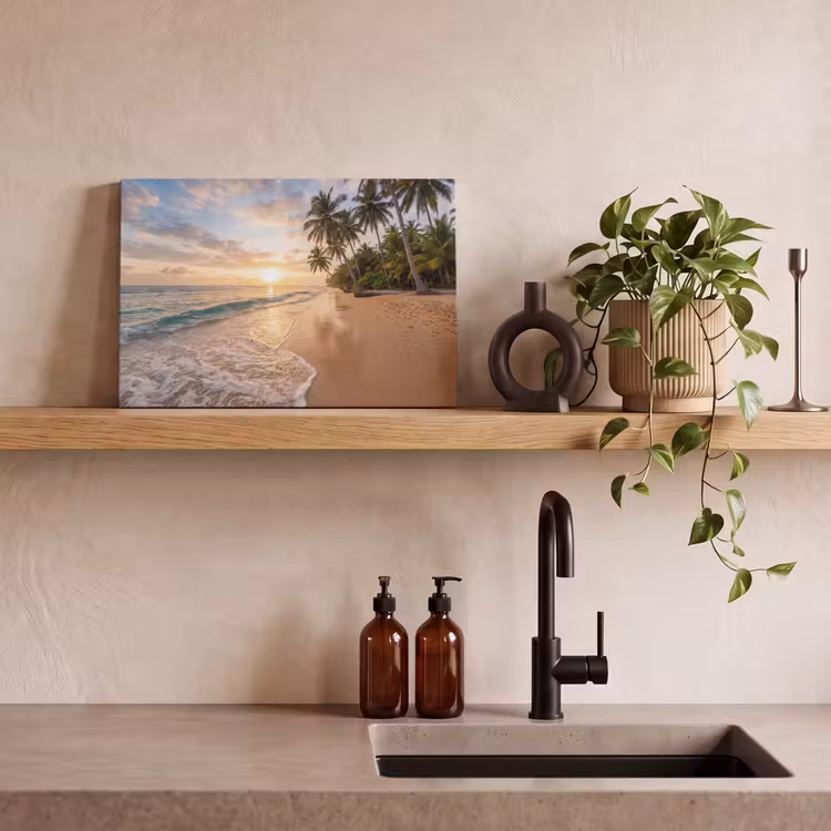 Canvas schilderij - Strand - Zonsondergang - Tropisch - Natuur - Goud — 2