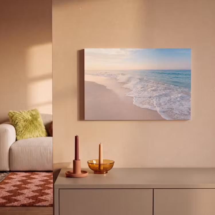 Canvas schilderij - Zee - Golven - Strand - Natuur - Wit — 1