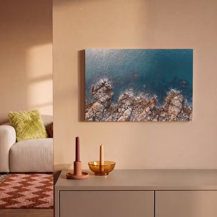 Canvas schilderij - Zee - Kustlijn - Natuur - Abstract - Blauw — 1