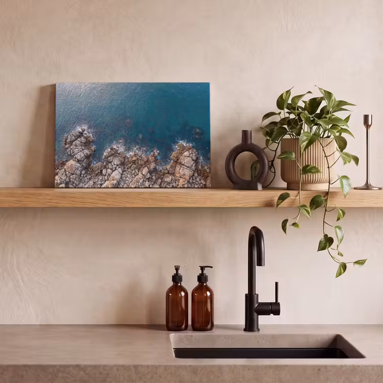 Canvas schilderij - Zee - Kustlijn - Natuur - Abstract - Blauw — 2