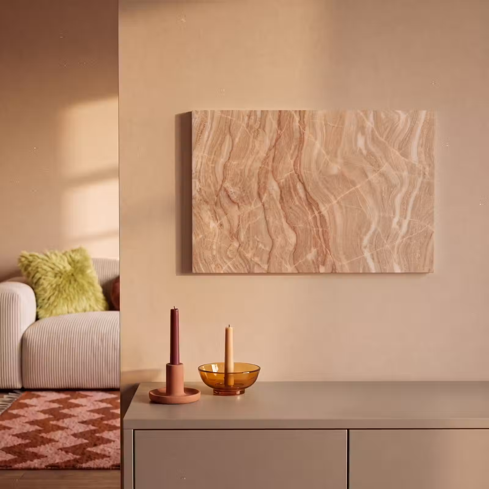 Canvas schilderij - Marmer - Ader - Natuur - Abstract - Beige — 1