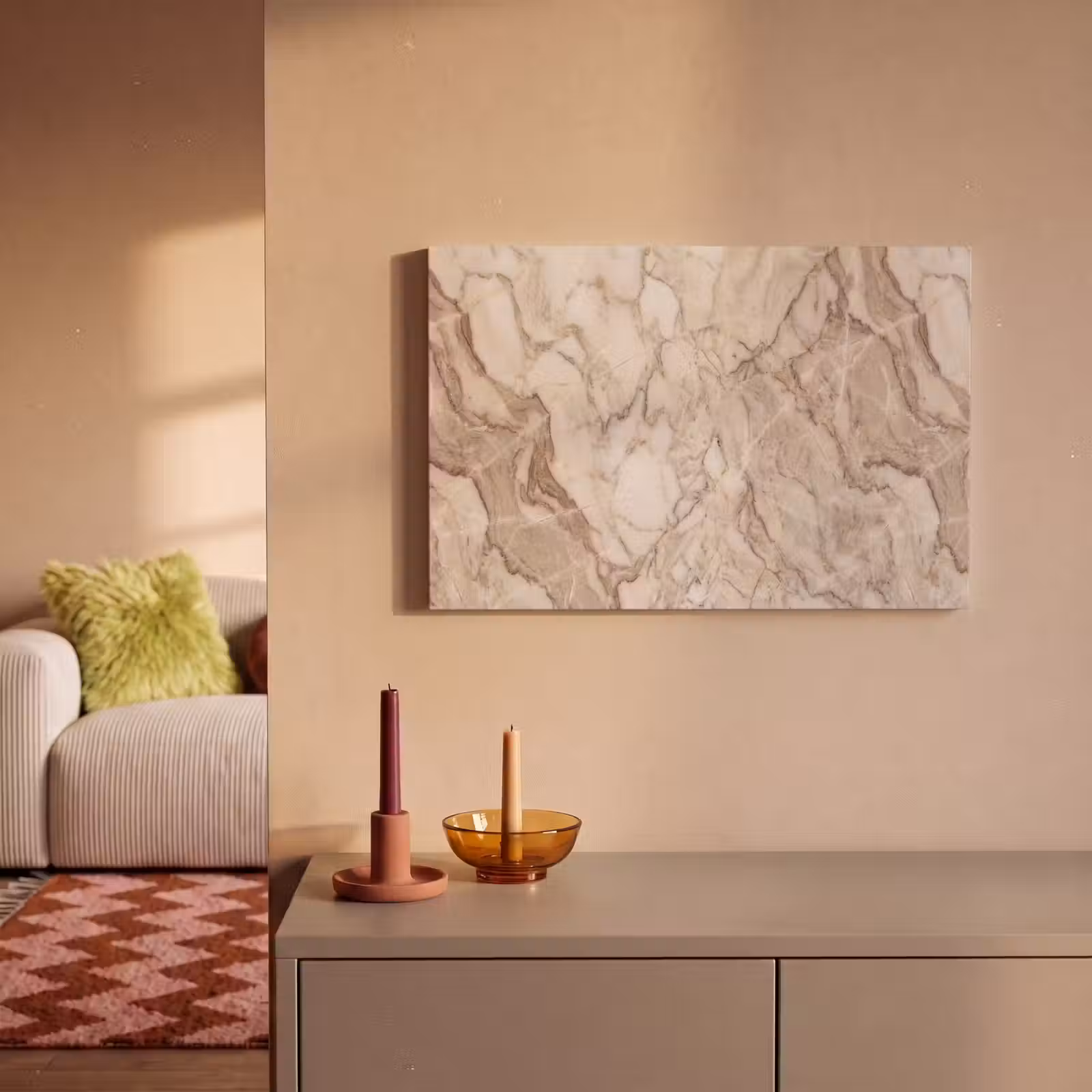 Canvas schilderij - Marmer - Aderen - Textuur - Beige - Modern — 1