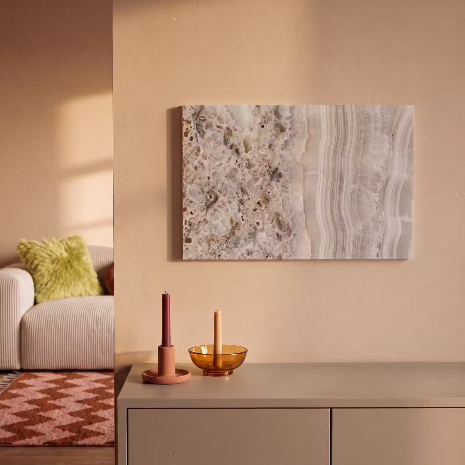 Canvas schilderij - Steen - Textuur - Abstract - Beige - Wit — 1