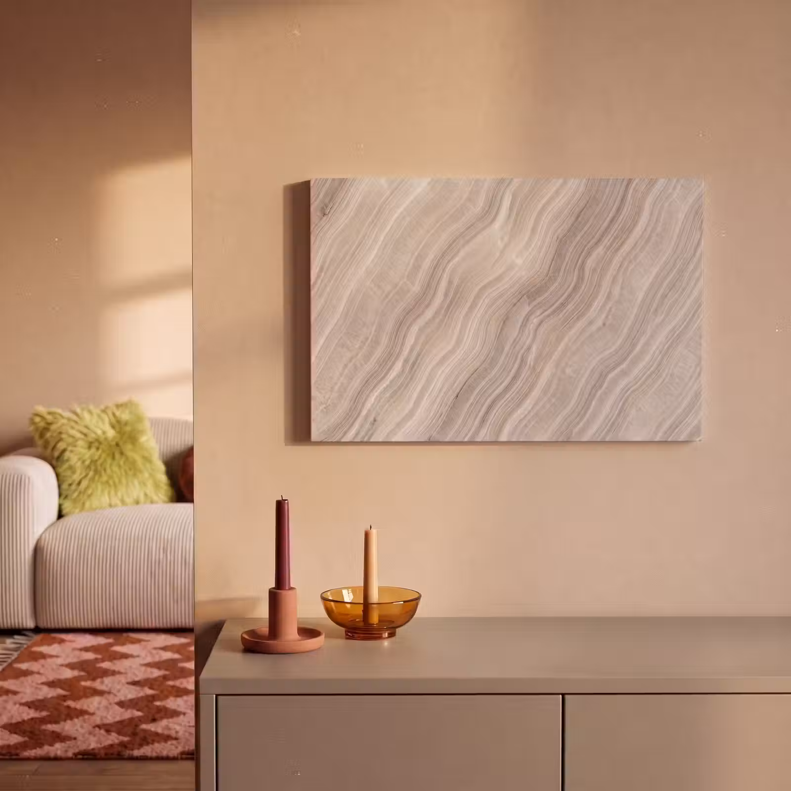Canvas schilderij - Textuur - Golvend - Abstract - Modern - Beige — 1