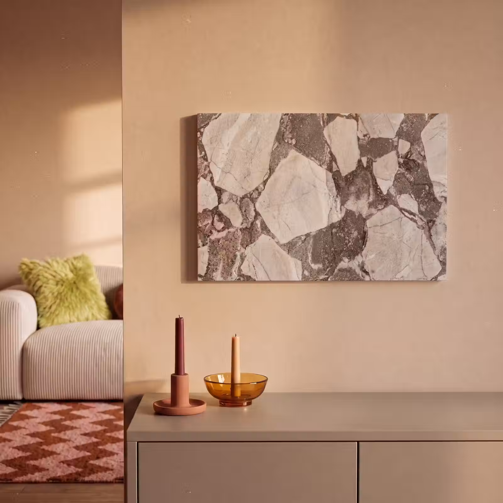 Canvas schilderij - Textuur - Marmer - Abstract - Beige - Bruin — 1