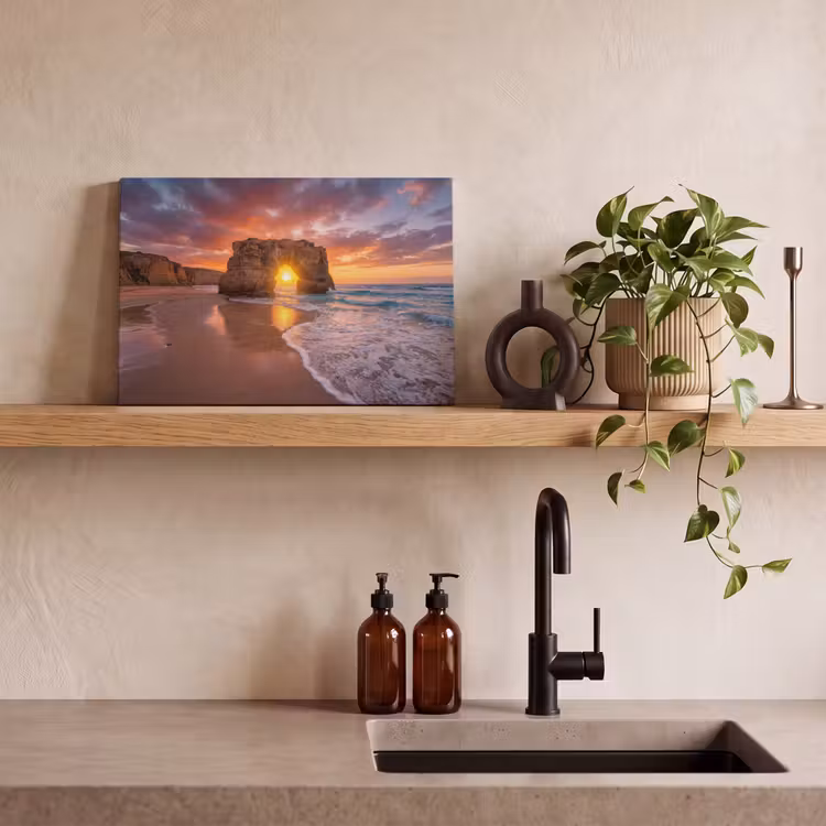 Canvas schilderij - Kust - Rots - Zonsondergang - Zee - Natuur — 2