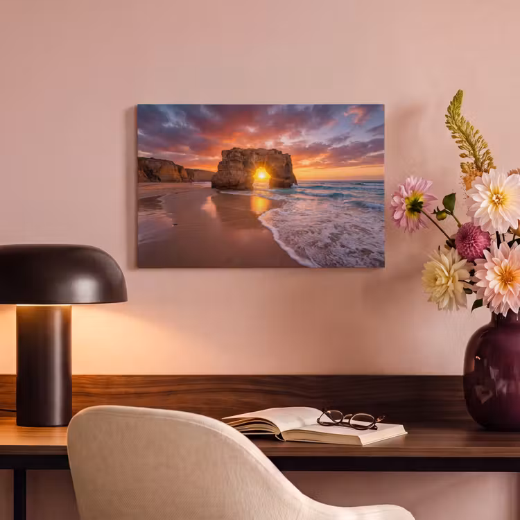 Canvas schilderij - Kust - Rots - Zonsondergang - Zee - Natuur — 3