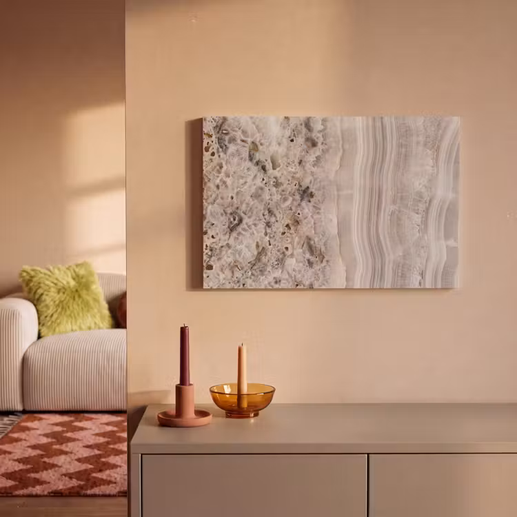 Canvas schilderij - Steen - Textuur - Abstract - Beige - Wit — 1
