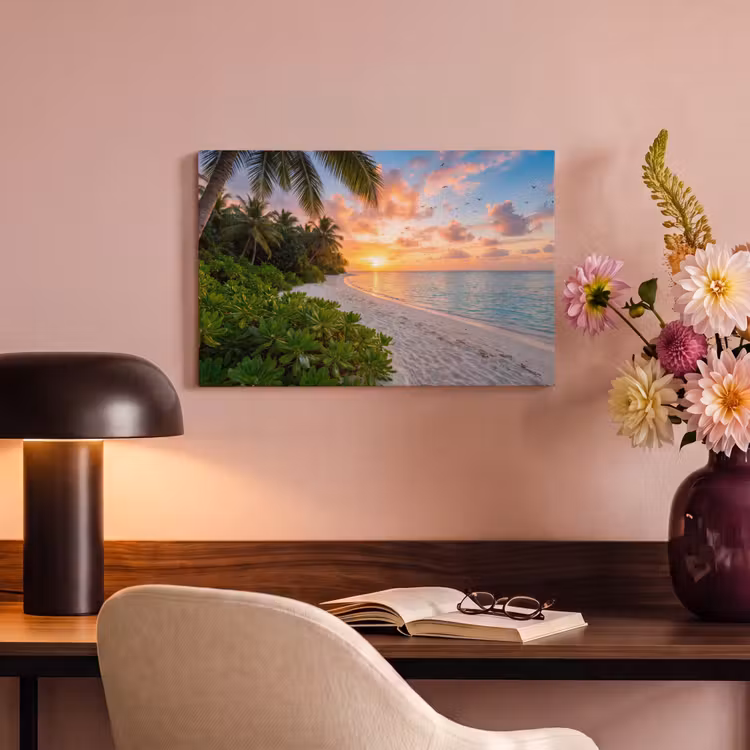Canvas schilderij - Strand - Zonsondergang - Palmbomen - Tropisch - Natuur — 3