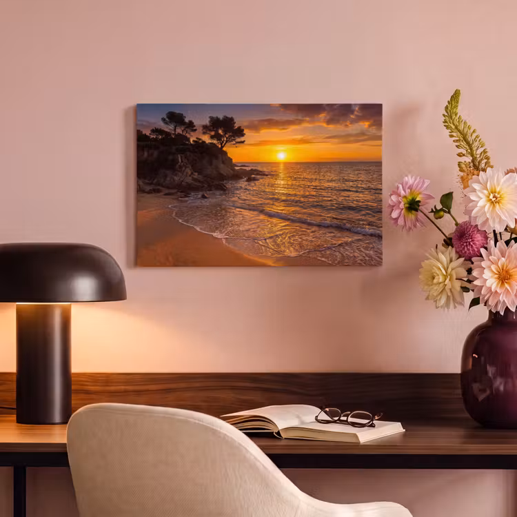Canvas schilderij - Zee - Kust - Zonsondergang - Natuur - Oranje — 3