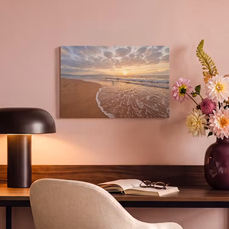 Canvas schilderij - Zee - Kustlijn - Wolken - Landschap - Oranje — 3