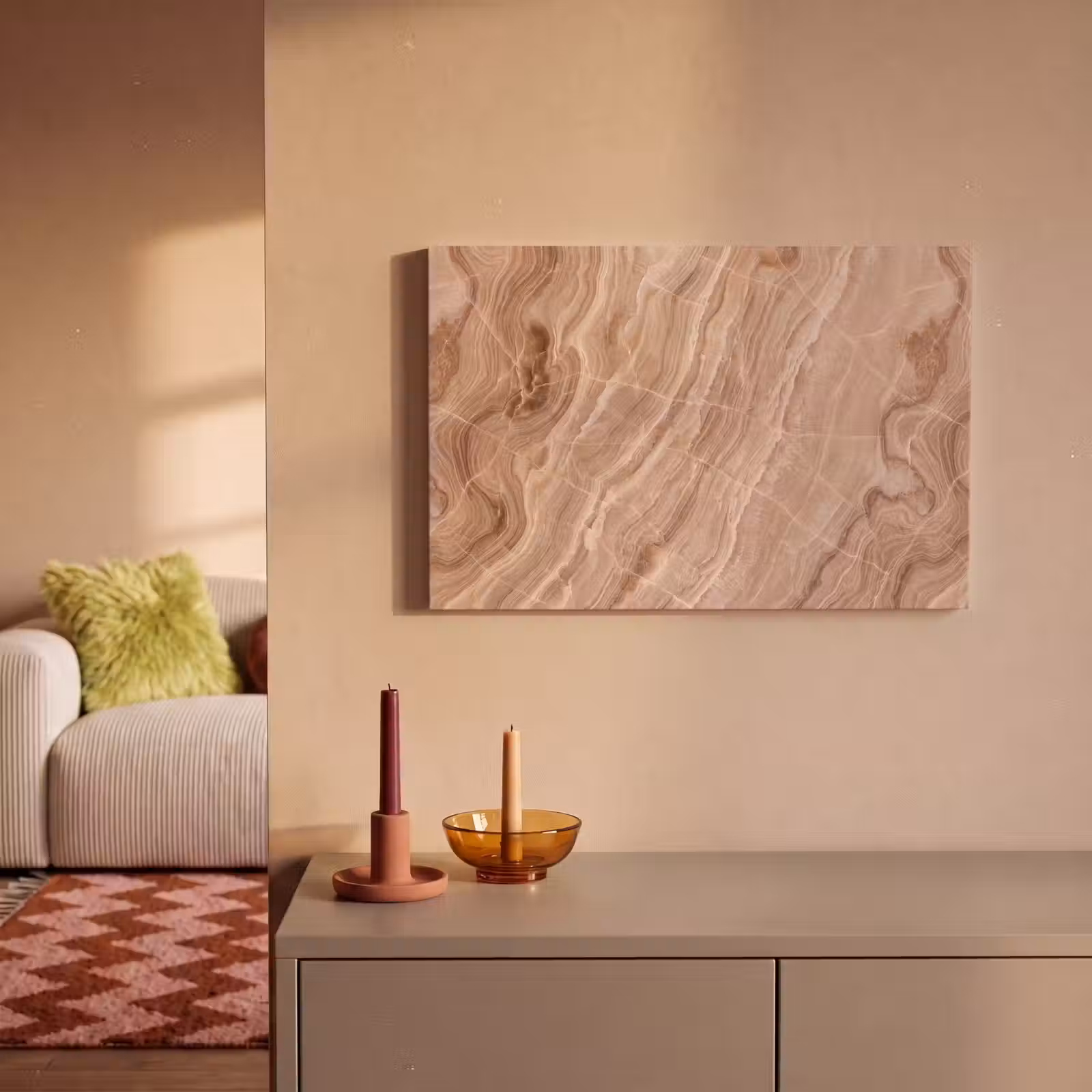Canvas schilderij - Textuur - Golvend - Abstract - Warm - Bruin — 1
