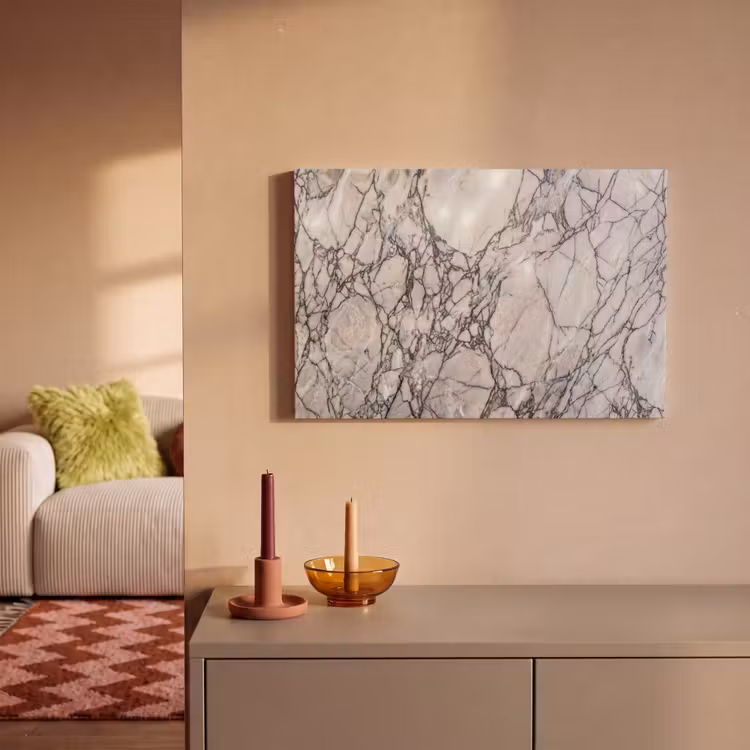 Canvas schilderij - Marmer - Aderen - Patroon - Wit - Grijs — 1