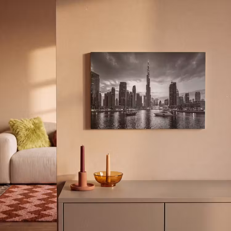 Canvas schilderij - Stad - Skyline - Architectuur - Avond - Zwart-wit — 1