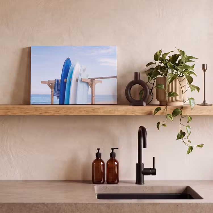 Canvas schilderij - Surfplank - Strand - Zomer - Blauw - Water — 2
