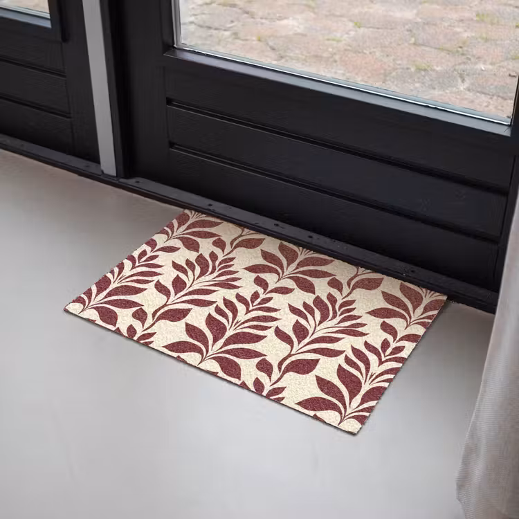 Deurmat - Abstract - Bladeren - Burgundy — 2