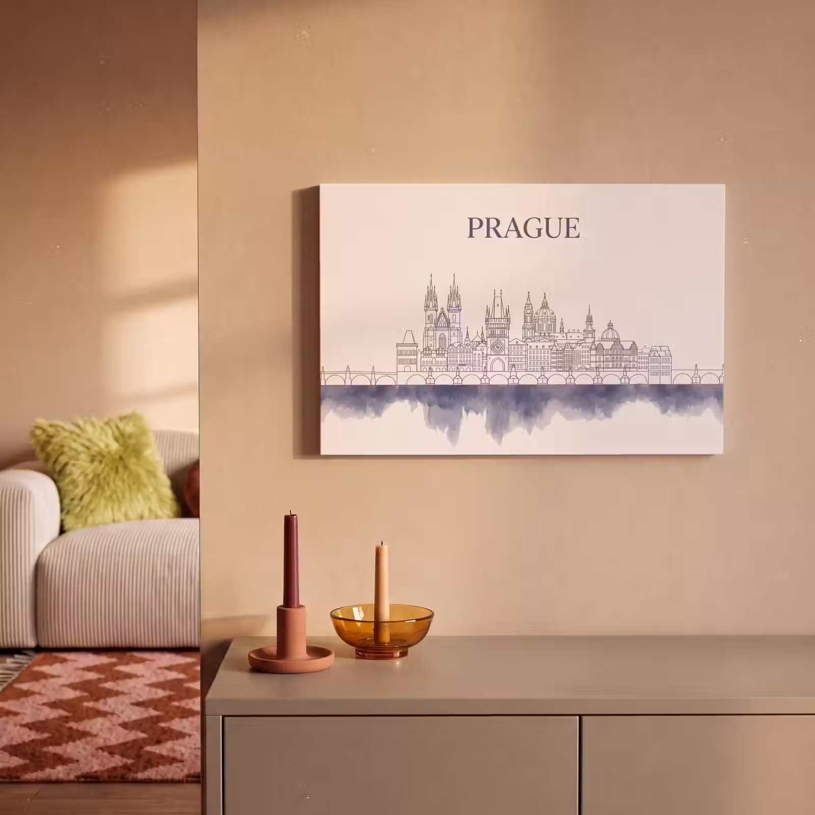 Canvas schilderij - Praag - Skyline - Architectuur - Blauw — 1