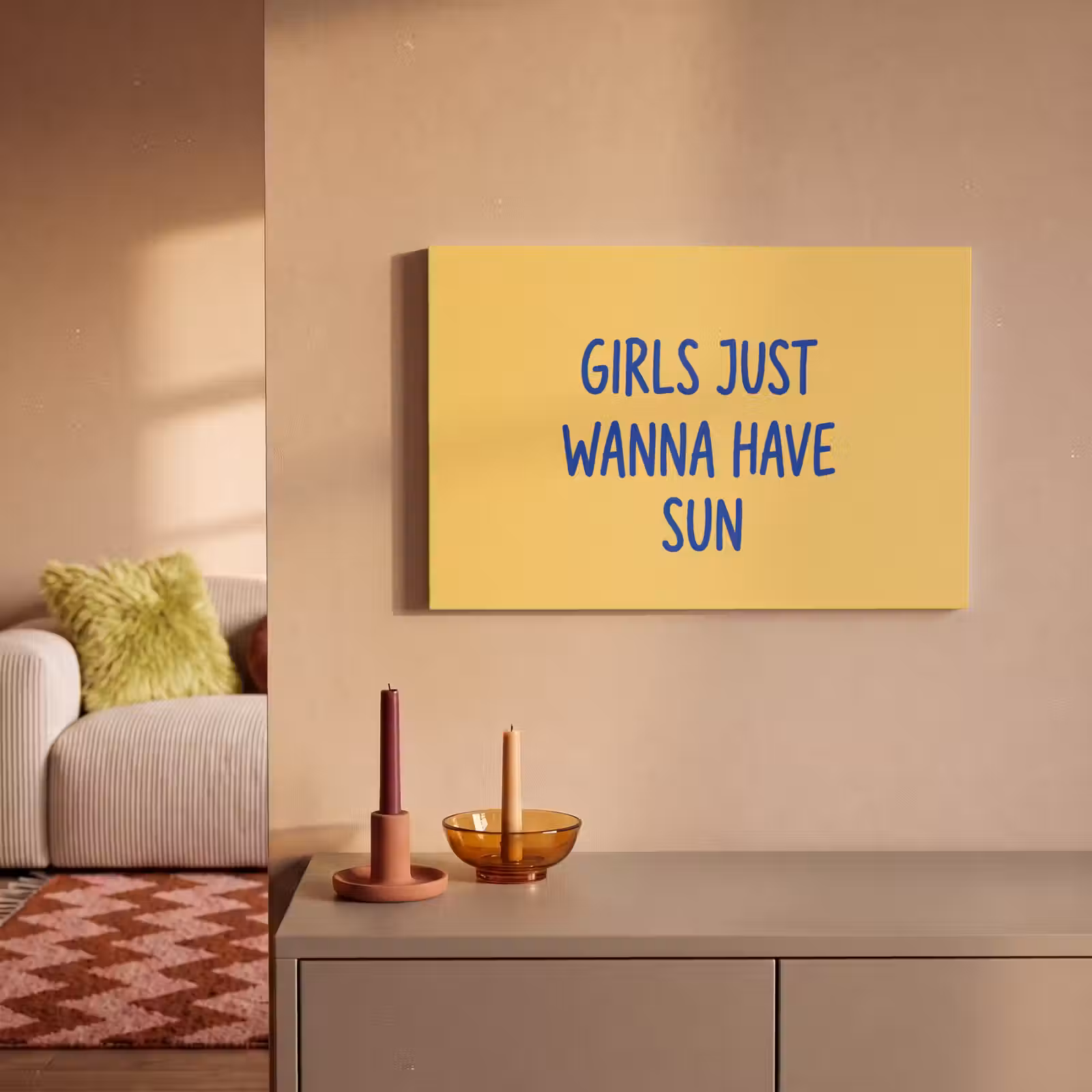 Canvas schilderij - Tekst - Zon - Zomer - Modern - Geel — 1