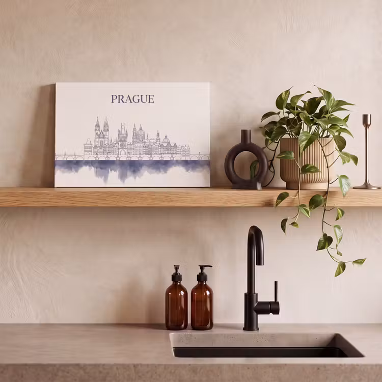 Canvas schilderij - Praag - Skyline - Architectuur - Blauw — 2