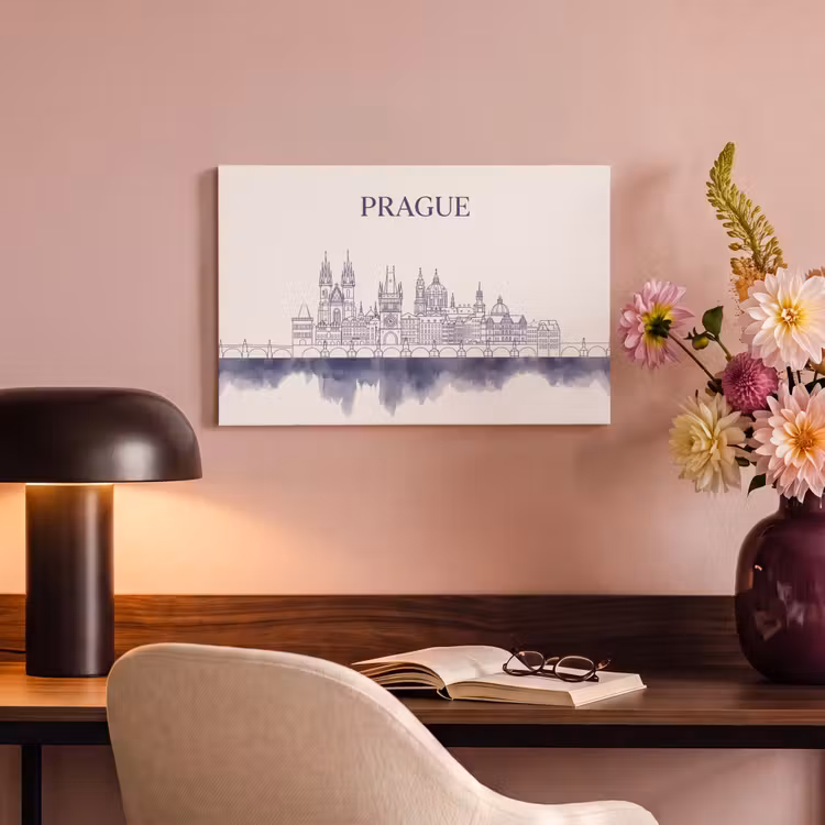 Canvas schilderij - Praag - Skyline - Architectuur - Blauw — 3