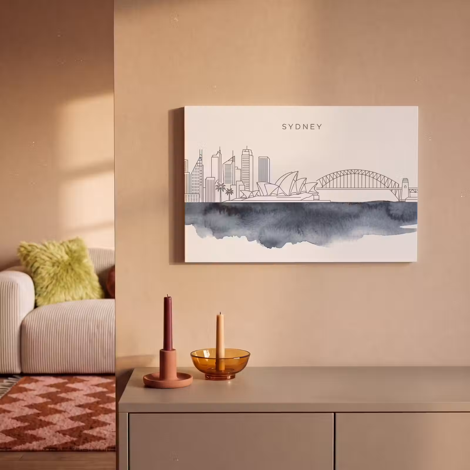 Canvas schilderij - Stad - Skyline - Architectuur - Minimalistisch - Blauw — 1