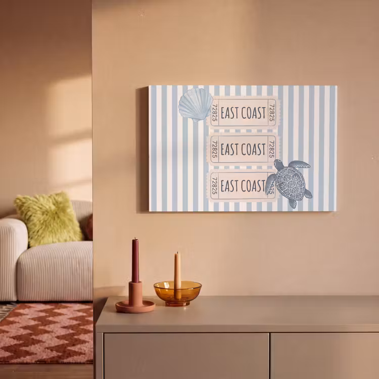 Canvas schilderij - Schelp - Oceaan - Kust - Blauw - Illustratie — 1