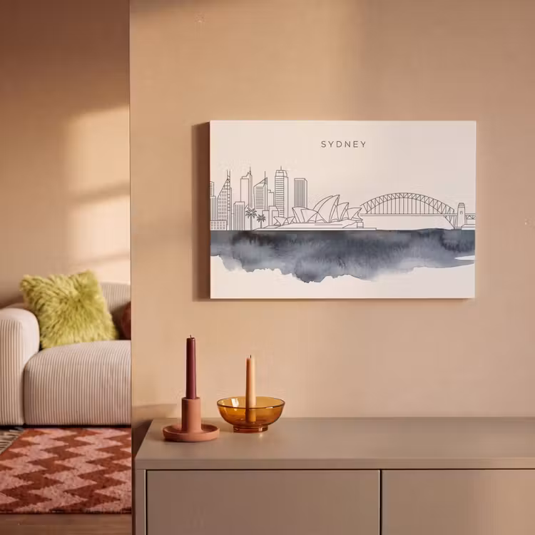 Canvas schilderij - Stad - Skyline - Architectuur - Minimalistisch - Blauw — 1