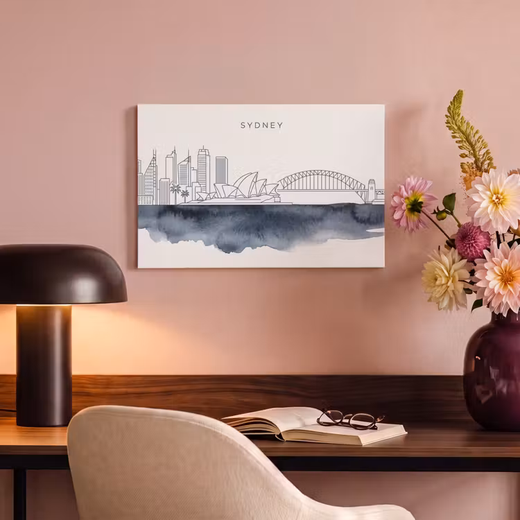 Canvas schilderij - Stad - Skyline - Architectuur - Minimalistisch - Blauw — 3