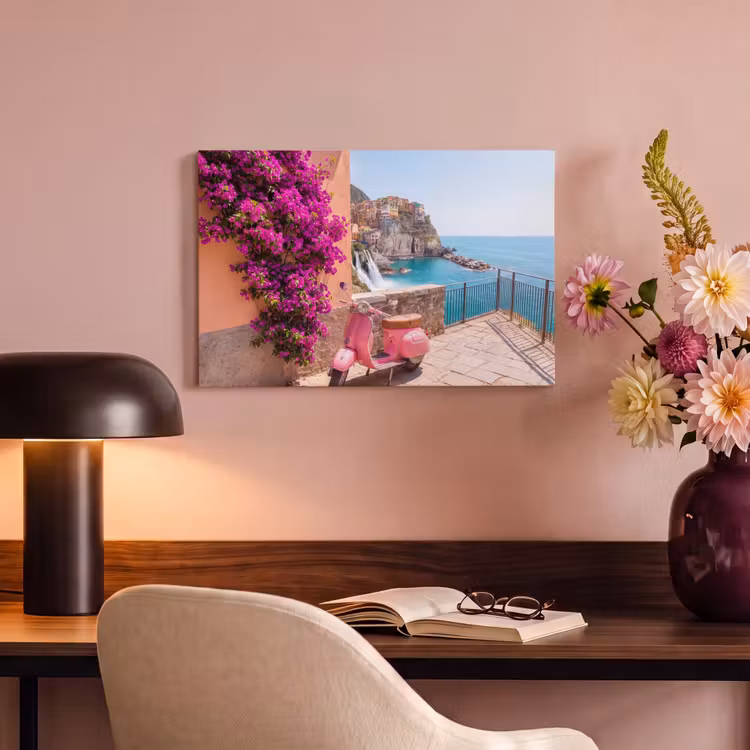 Canvas schilderij - Voertuig - Roze - Kust - Zomer - Reizen — 3