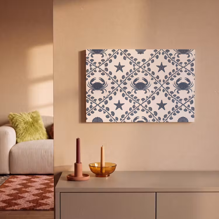 Canvas schilderij - Zee - Krab - Zeester - Patroon - Blauw — 1