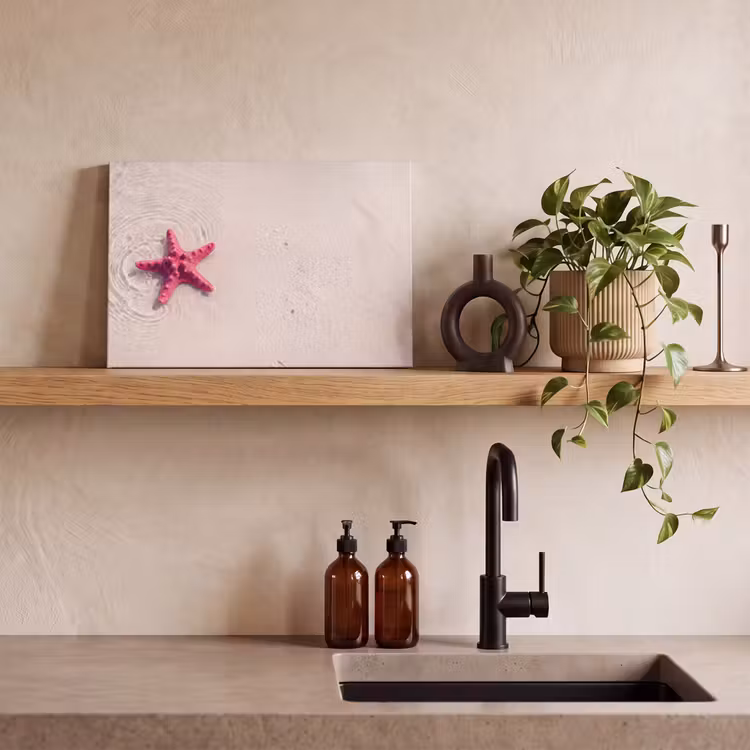 Canvas schilderij - Zeeleven - Zeester - Strand - Roze - Water — 2