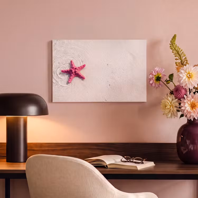 Canvas schilderij - Zeeleven - Zeester - Strand - Roze - Water — 3