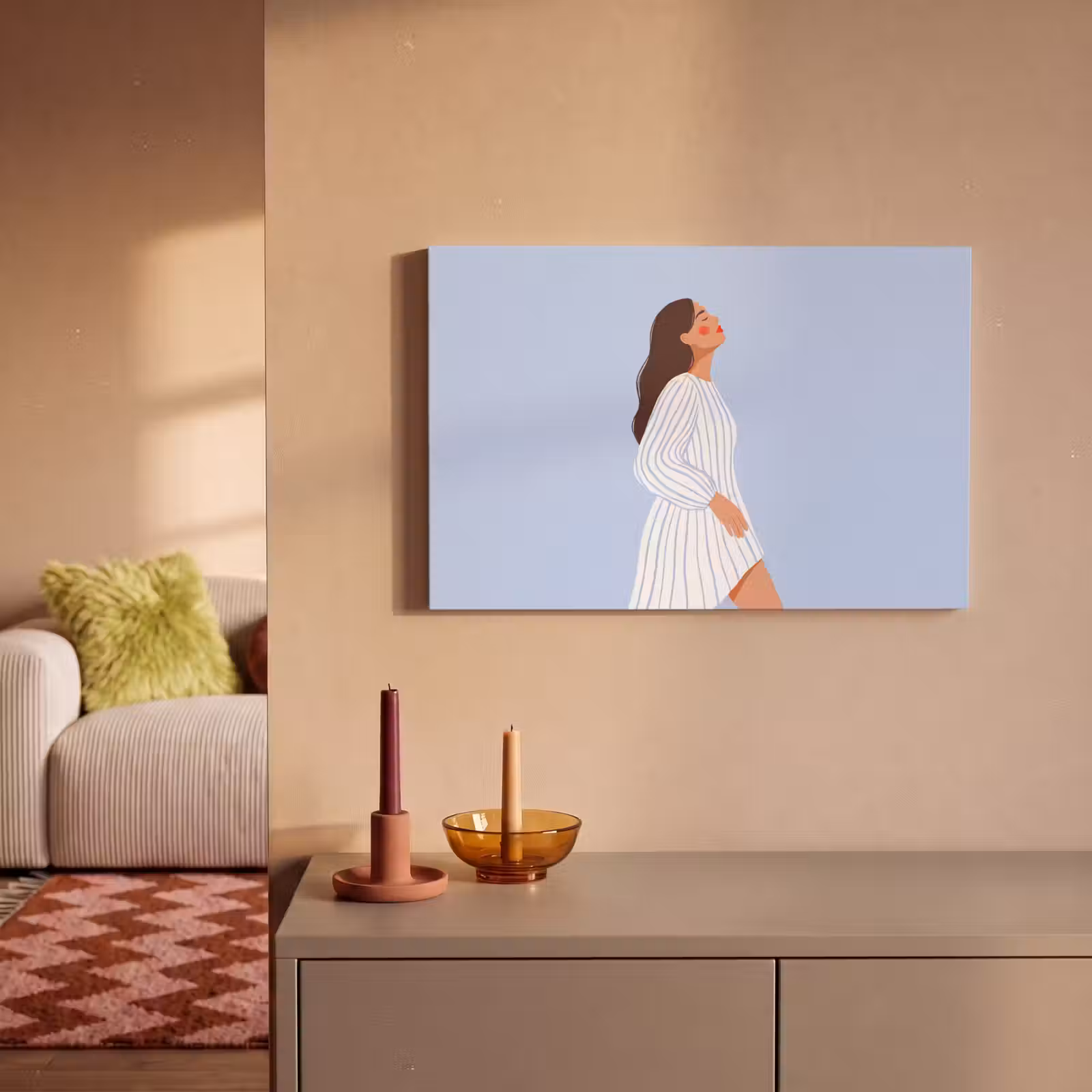 Canvas schilderij - Vrouw - Profiel - Rust - Modern - Illustratie — 1