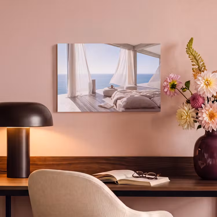 Canvas schilderij - Interieur - Zeezicht - Modern - Rust - Beige — 3