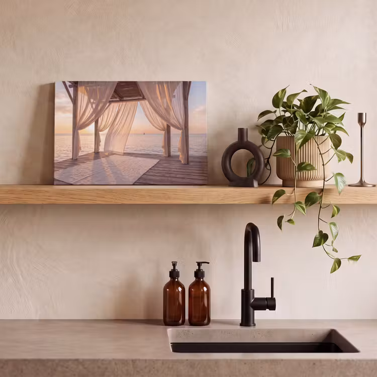 Canvas schilderij - Overkapping - Zee - Zonsondergang - Vakantie - Rust — 2