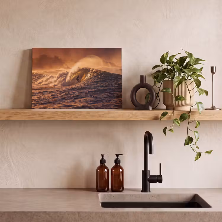 Canvas schilderij - Surfer - Golf - Oceaan - Sport - Oranje — 2