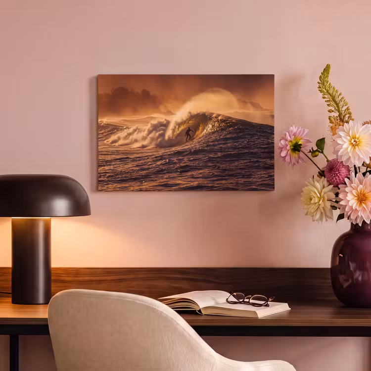 Canvas schilderij - Surfer - Golf - Oceaan - Sport - Oranje — 3