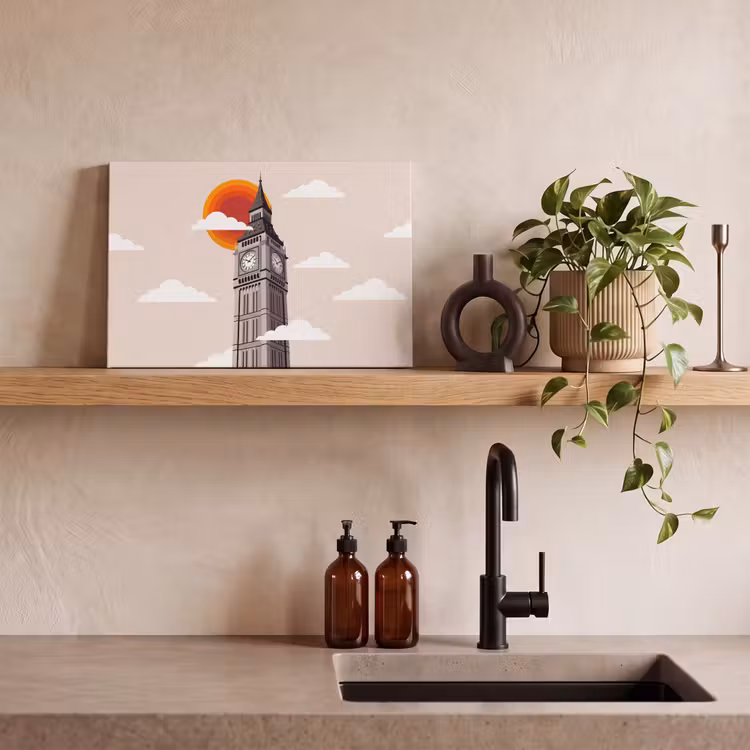 Canvas schilderij - Toren - Klok - Londen - Architectuur - Retro — 2