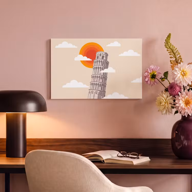Canvas schilderij - Toren - Pisa - Architectuur - Minimalistisch - Beige — 3