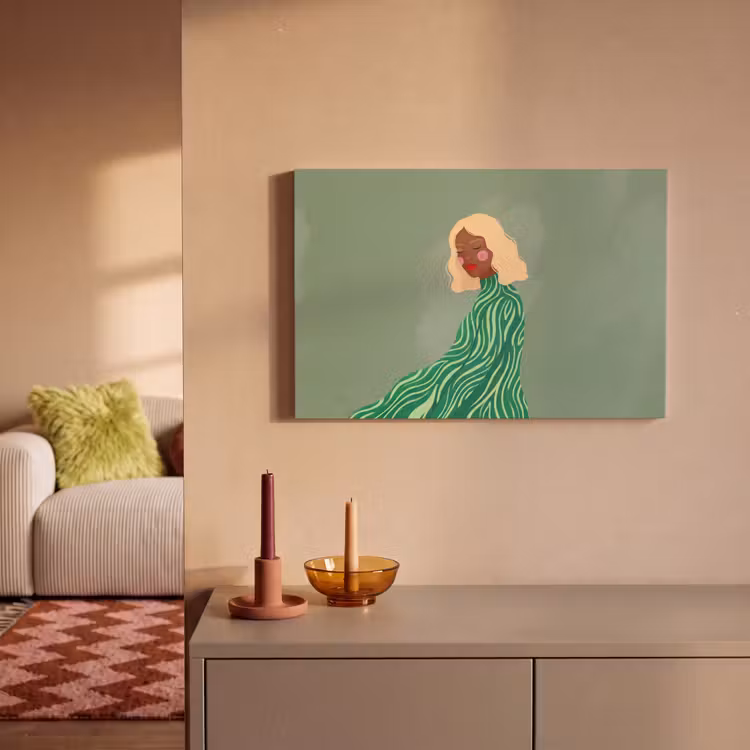 Canvas schilderij - Vrouw - Portret - Illustratie - Modern - Groen — 1