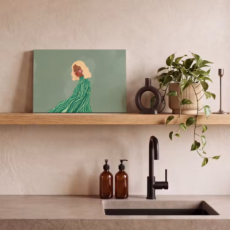 Canvas schilderij - Vrouw - Portret - Illustratie - Modern - Groen — 2