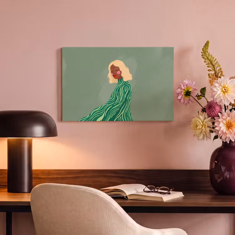 Canvas schilderij - Vrouw - Portret - Illustratie - Modern - Groen — 3