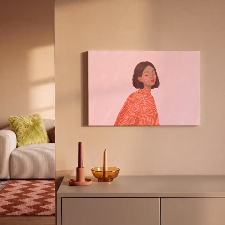 Canvas schilderij - Vrouw - Portret - Modern - Kunst - Roze — 1